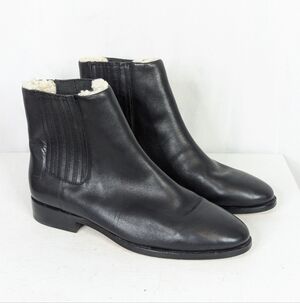 J. Crew Sherpa Lined Black Leather Chelsea Boots Size 10.5